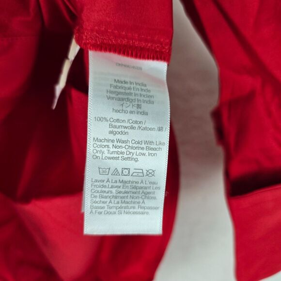 Madewell Poplin Easy Y-Neck Button-Up Shirt Red Women Sm 100% Cotton Relaxed Fit - Picture 11 of 13